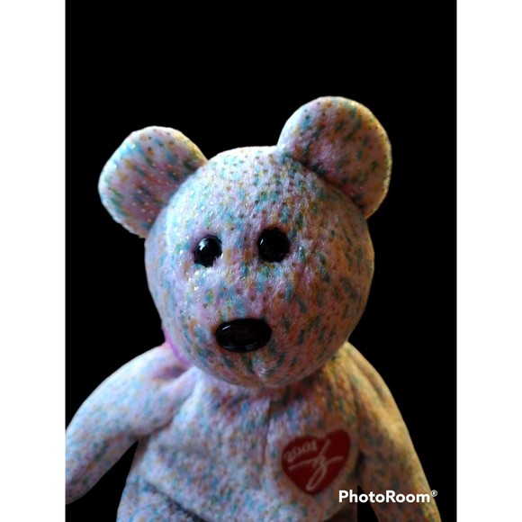 2001 Signature Bear, TY Beanie Baby, Colorful, 9 Inches - Picture 7 of 10